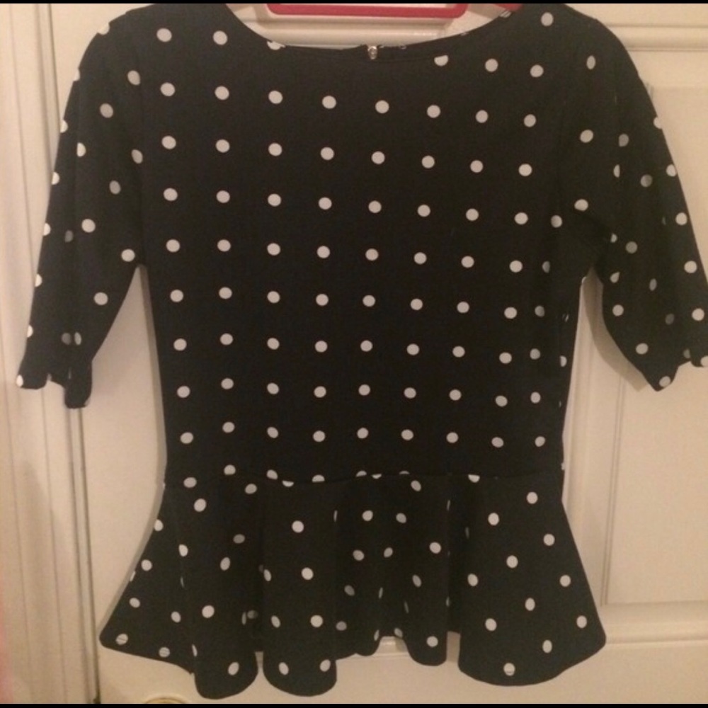 Navy and white peplum top